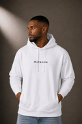 METANOIA Side-Pocket Hoodie in White, front view on male model