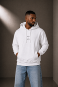 TRUTH Side-Pocket Hoodie in White, front view on male model